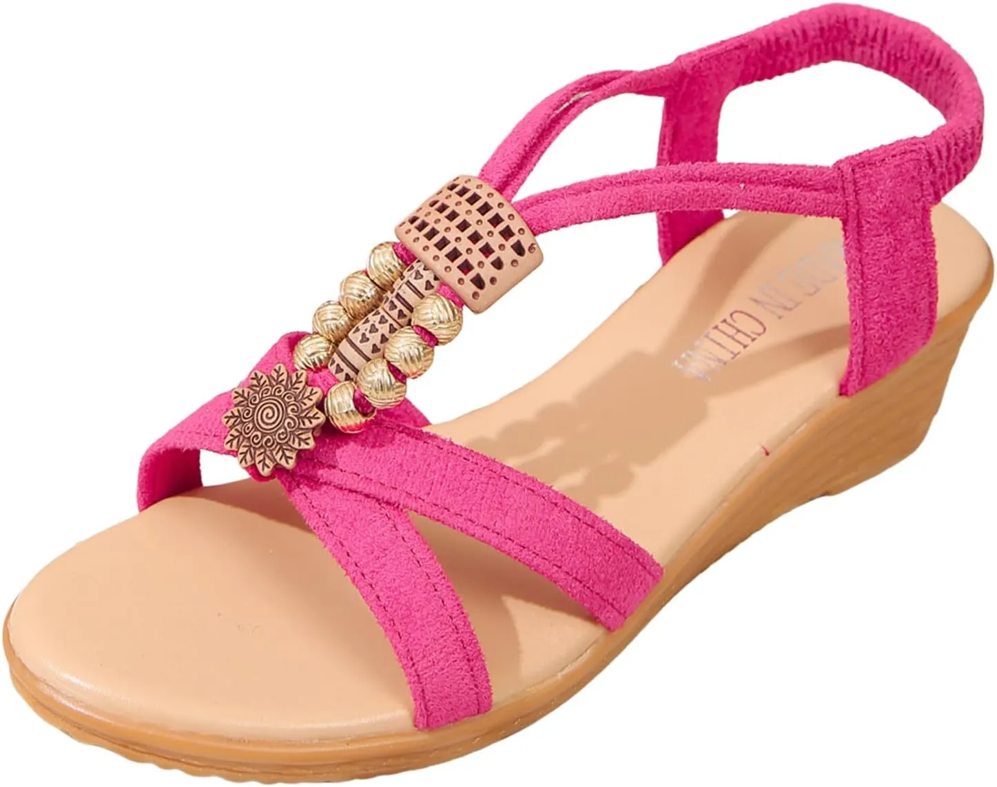 Ladies Summer Retro Bohemian Beaded Milled Velvet Open Toe Beach Outwear Plus Size Wedding Womens Wide Size Sandals