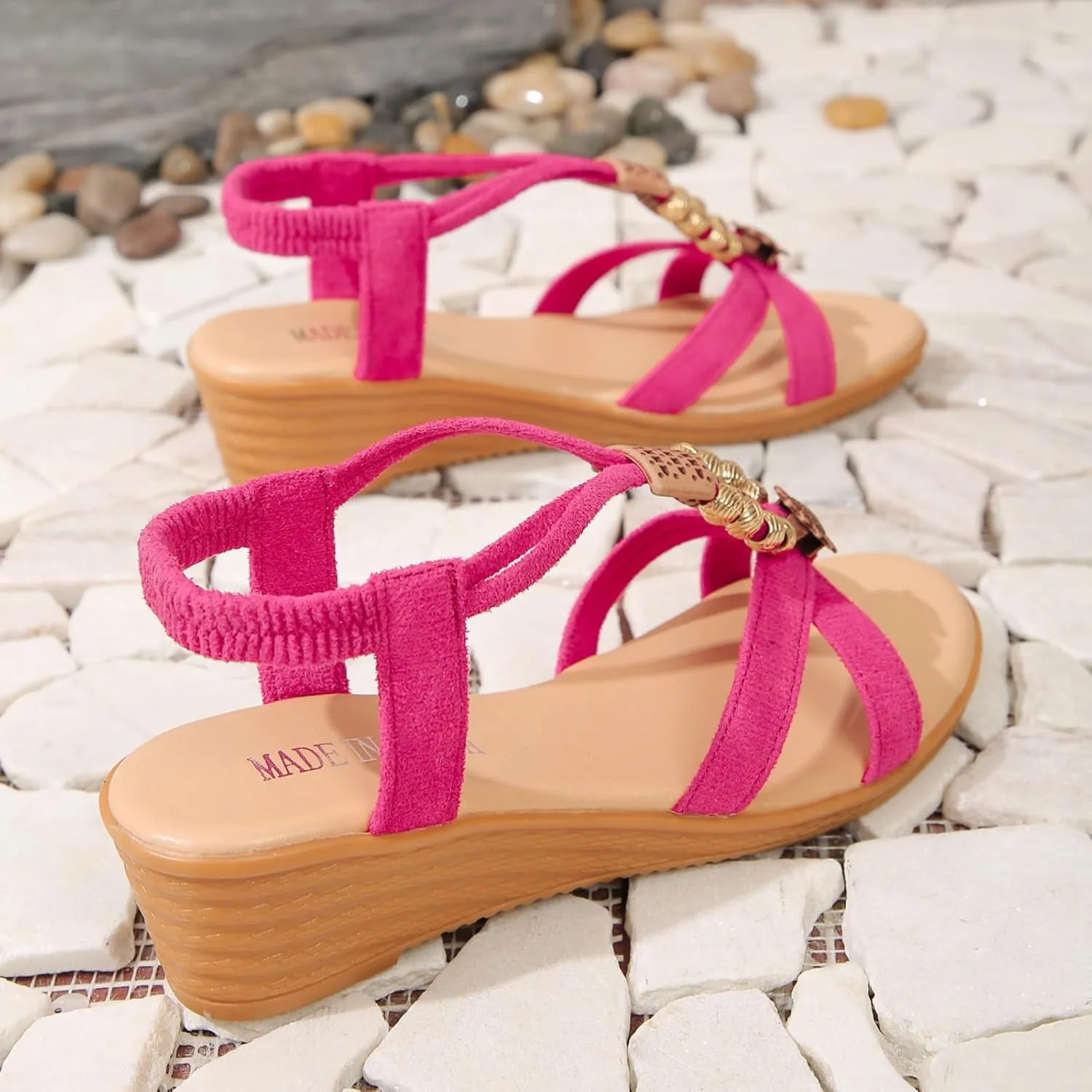 Ladies Summer Retro Bohemian Beaded Milled Velvet Open Toe Beach Outwear Plus Size Wedding Womens Wide Size Sandals