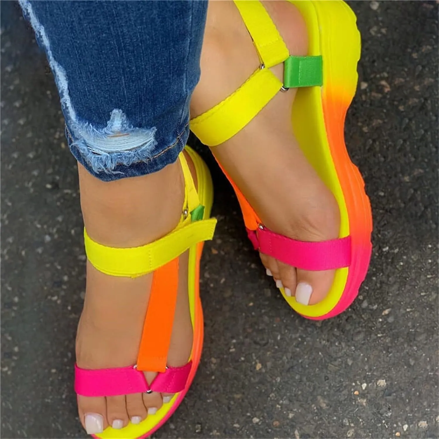Ladmiple Sandals Women Dressy,Womens 2023 Boho Flats Sandal Open Toe Slippers Flip Flops Summer Casual Roman Beach Shoes