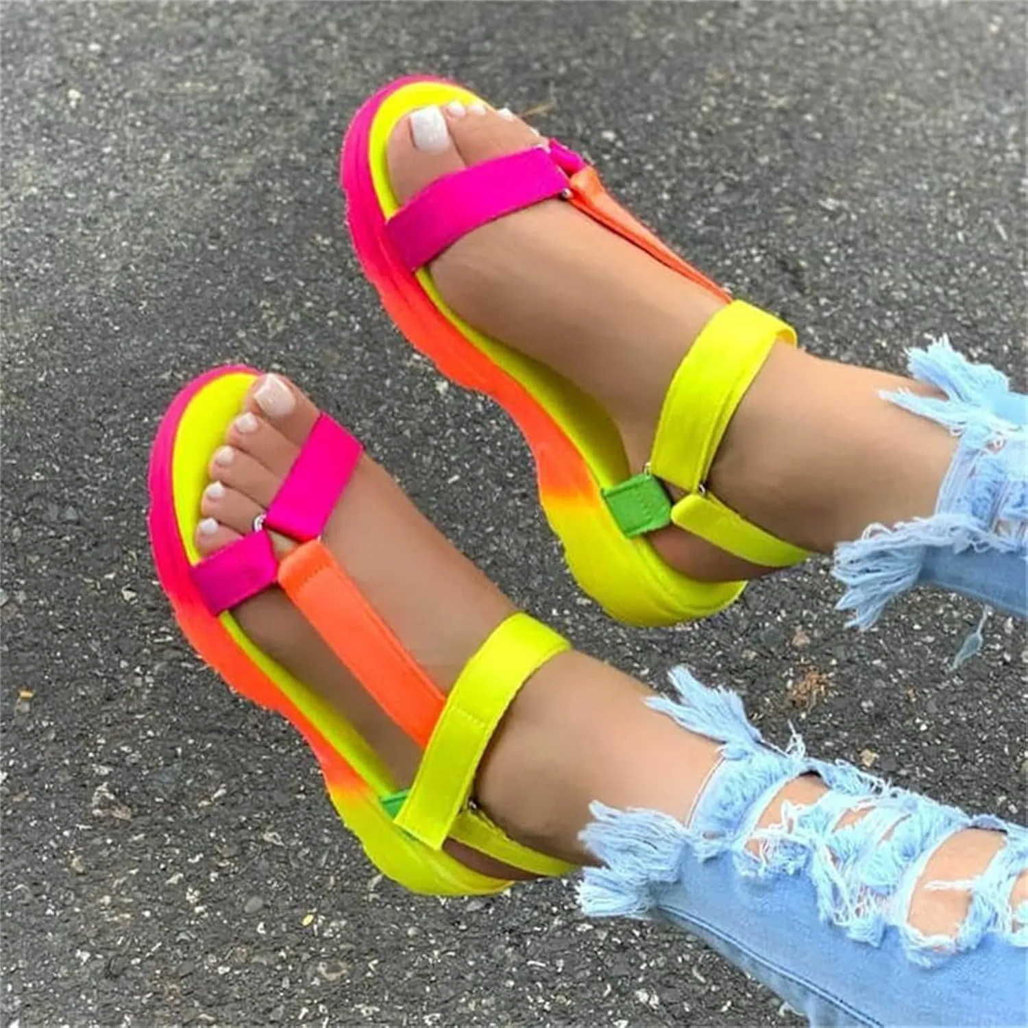 Ladmiple Sandals Women Dressy,Womens 2023 Boho Flats Sandal Open Toe Slippers Flip Flops Summer Casual Roman Beach Shoes