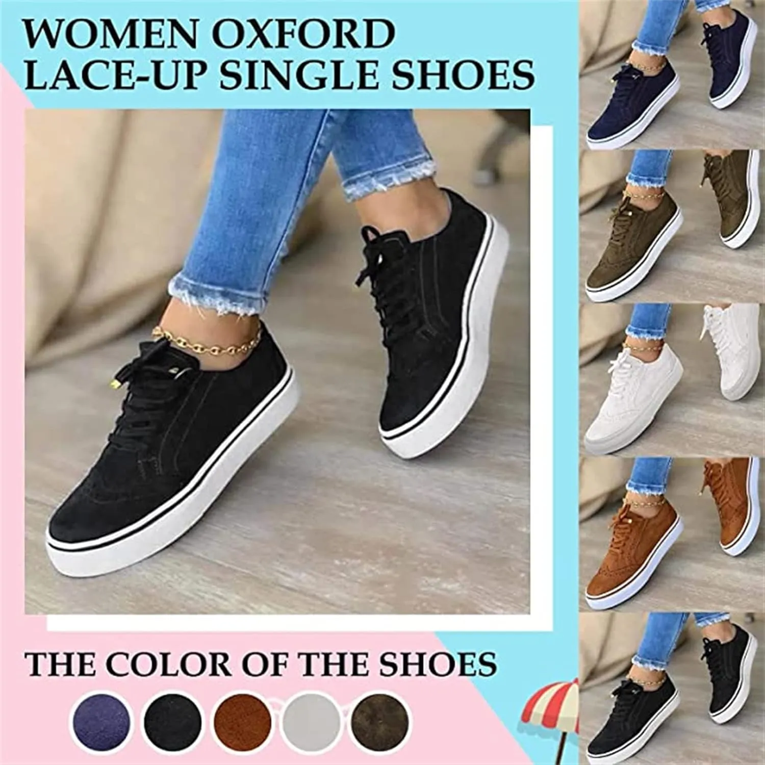 Ladmiple Shoes For Women Sneakers Trendy Low Top Lace-up Walking Shoes Fashion Summer Slip On Platform Flats Loafers