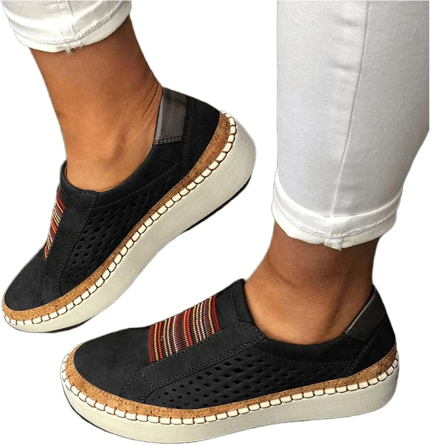 Ladmiple Sneakers For Women Slip On Low Top Comfort Walking Shoes Dressy Casual Summer Fashion Non Slip Flats Loafers