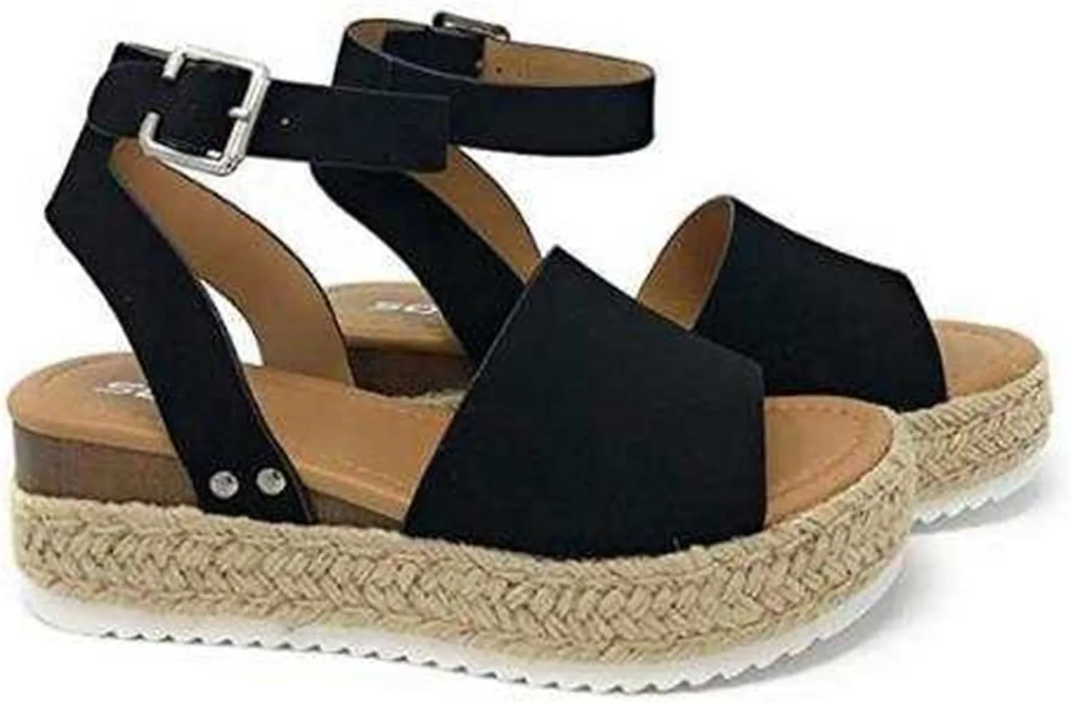 Ladmiple Wedge Sandals for Women Dressy Comfy Slip-On Ankle Buckle Sandals Summer Casual Beach Shoes Open Toe Platform