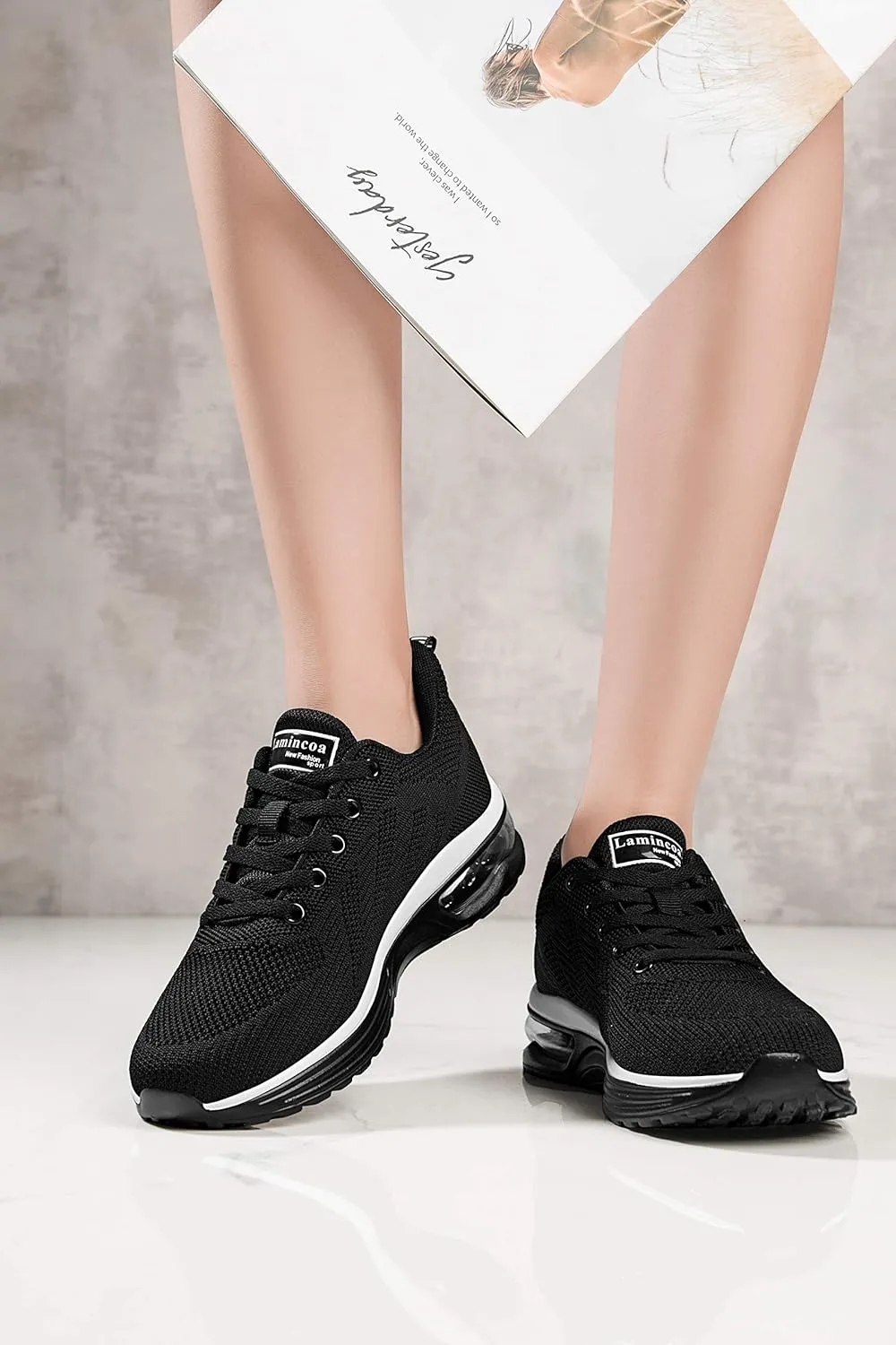 Lamincoa Womens Walking Shoes Lightweight Running Shoes Women’s Tennis Shoes Non Slip Air Shoes Breathable Mesh Air Cushion Sneakers for Gym Workout Sports