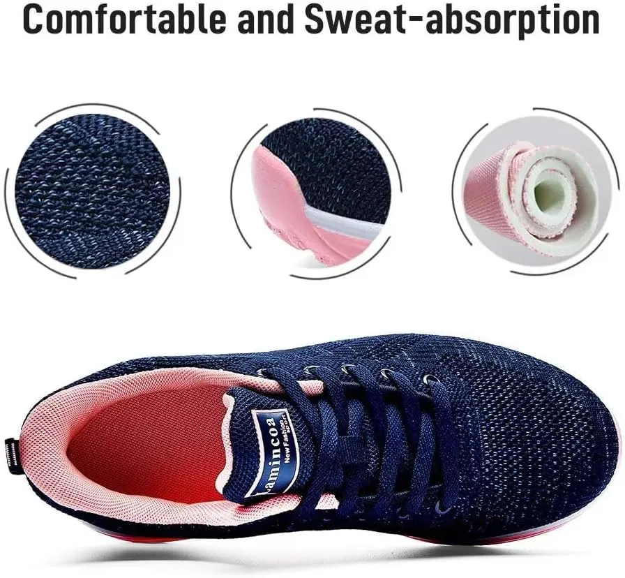 Lamincoa Womens Walking Shoes Lightweight Running Shoes Women’s Tennis Shoes Non Slip Air Shoes Breathable Mesh Air Cushion Sneakers for Gym Workout Sports