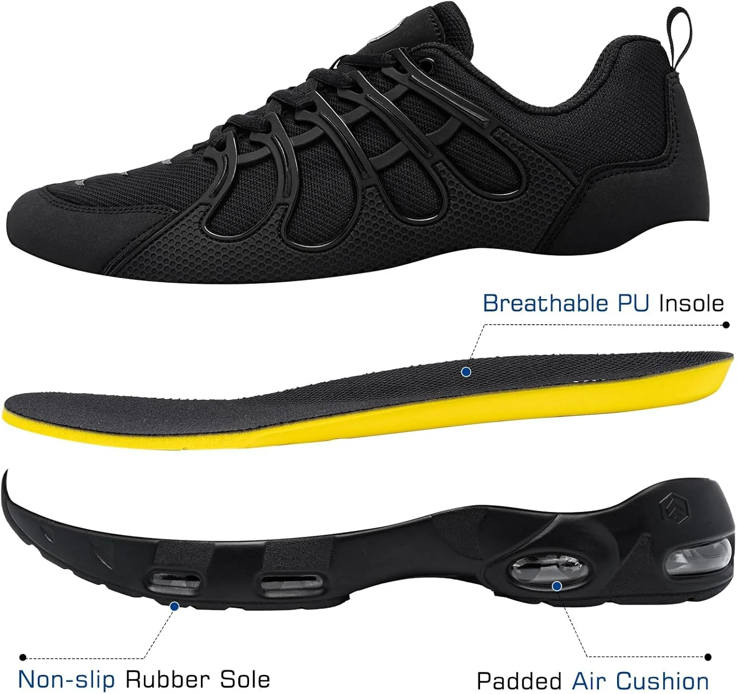 LARNMERN Non Slip Work Shoes for Men Slip Resistant Sneakers Casual Comfort Walking Mens Chef Kitchen Breathable Air Cushion Wide Width