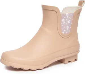 Laura Ashley Ladies Mid Cut Ankle Height Rubber Rain Boots, Lightweight Waterproof Booties for Women