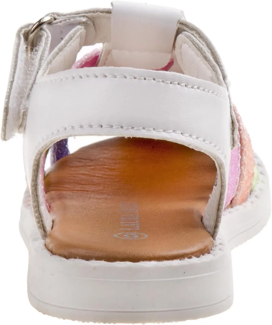Laura Ashley Princess Girl Rainbow Sandals Summer Glitter Strap Closed Toe Sandals Flats for Girls Size 6-10 Toddler 11-12 Little Kid