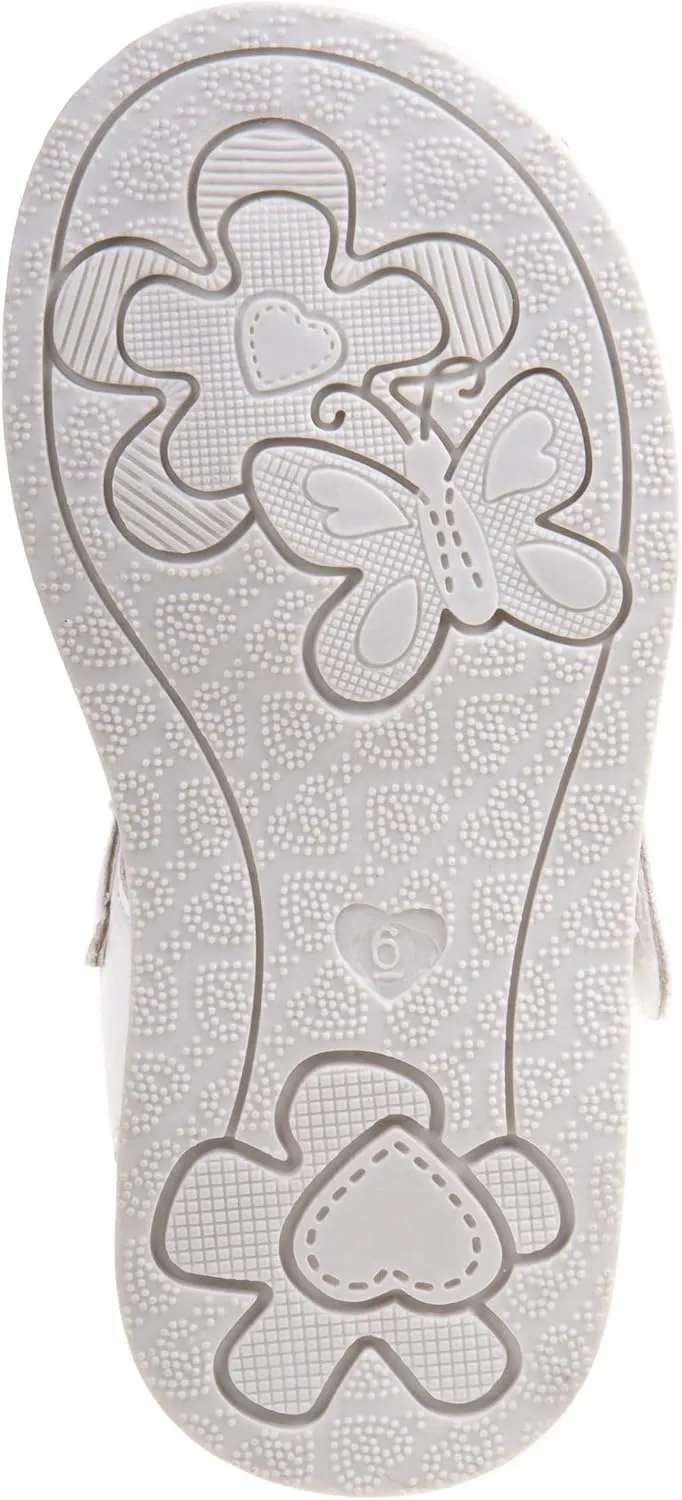 Laura Ashley Princess Girl Rainbow Sandals Summer Glitter Strap Closed Toe Sandals Flats for Girls Size 6-10 Toddler 11-12 Little Kid