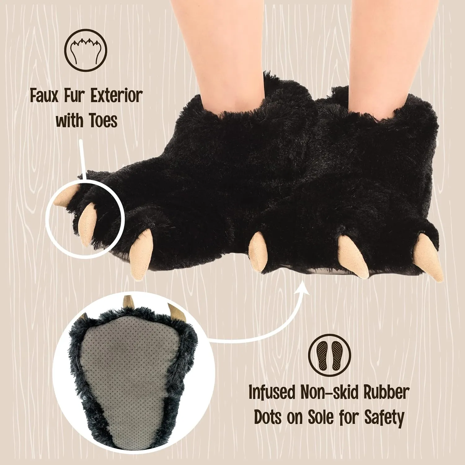 Lazy One Animal Paw Slippers for Kids and Adults, Fun Costume for Kids, Cozy Furry Slippers