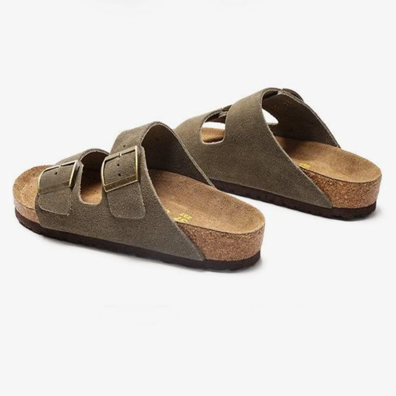 Leather Sandals for Women - Suede Buckle Summer Slides, Comfortable Beach Vacation Sandals, Flat Cushionaire Clogs & Slip on for Women