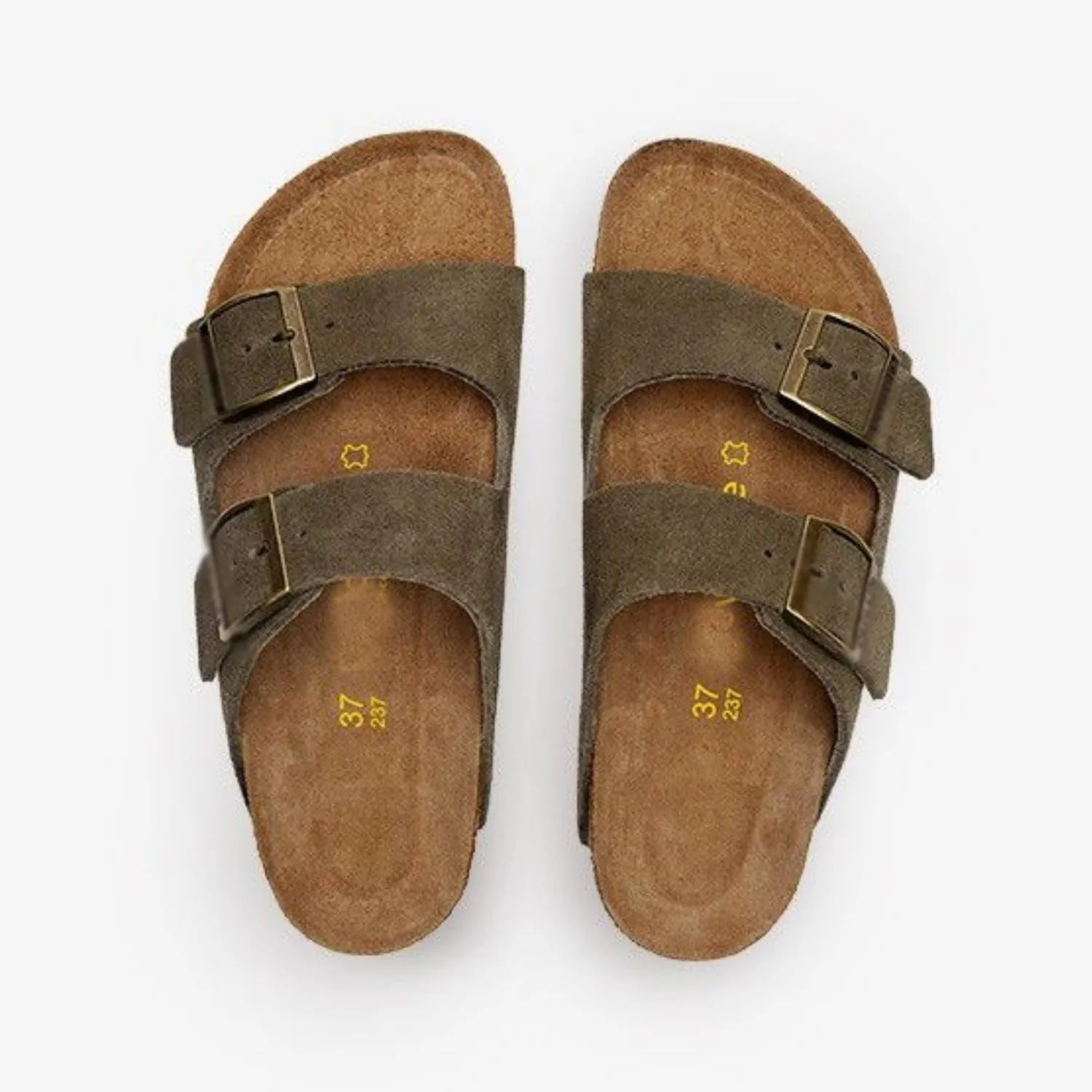Leather Sandals for Women - Suede Buckle Summer Slides, Comfortable Beach Vacation Sandals, Flat Cushionaire Clogs & Slip on for Women