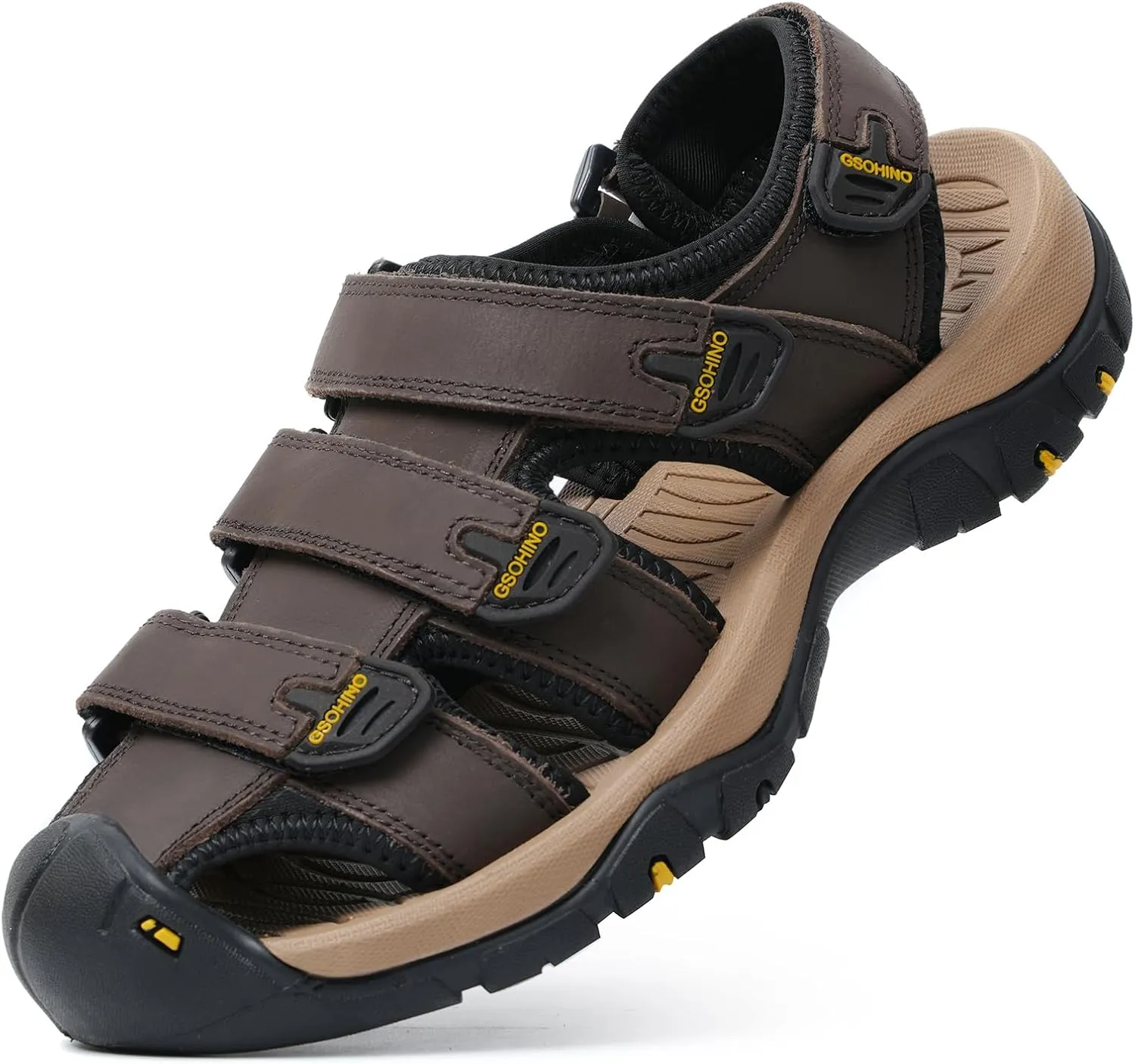 Leather Sports Sandals For Men Closed Toe Hiking Outdoor Athletic Casual Walking Sandals Water Shoes Summer Fisherman Sandal Handmade