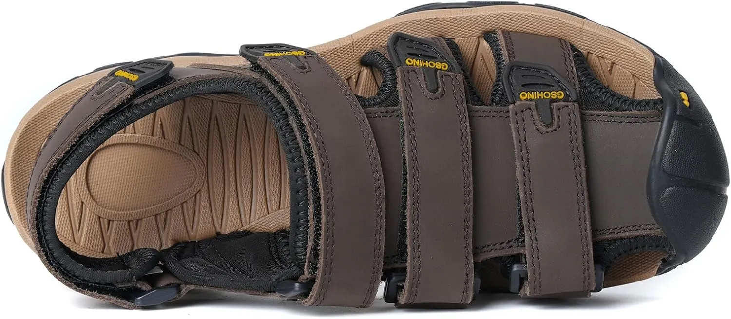 Leather Sports Sandals For Men Closed Toe Hiking Outdoor Athletic Casual Walking Sandals Water Shoes Summer Fisherman Sandal Handmade
