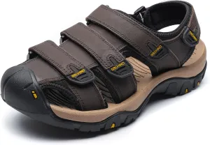 Leather Sports Sandals For Men Closed Toe Hiking Outdoor Athletic Casual Walking Sandals Water Shoes Summer Fisherman Sandal Handmade