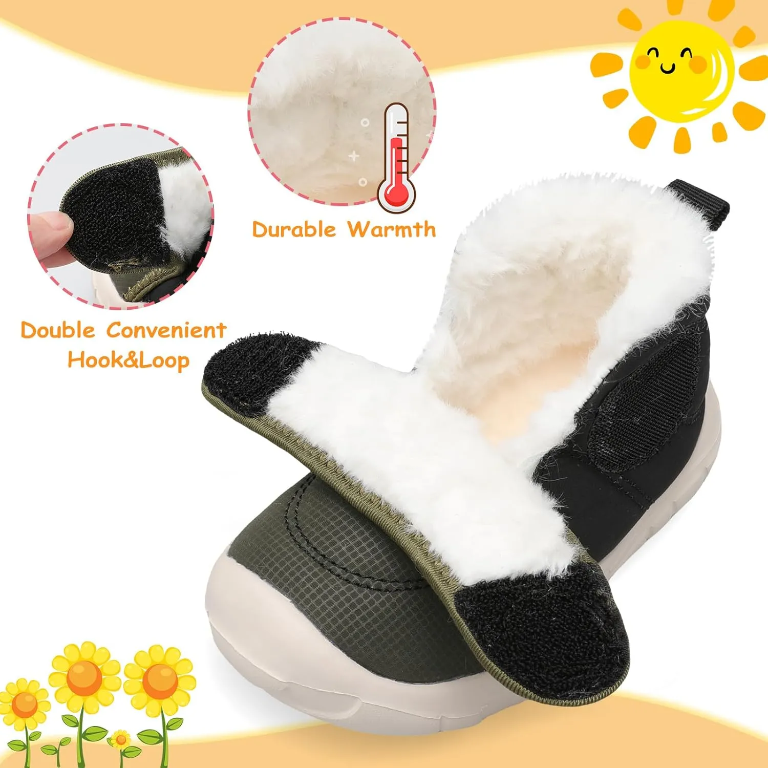LeIsfIt Toddler Boots Girls Boys Winter Boots Cozy Fleece Snow Boots Indoor Outdoor Warm Shoes