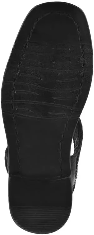 LIBERTYZENO Boys Crocodile Print Genuine Leather Kids Closed Toe Fisherman Sandal Shoes for Prom Graduation