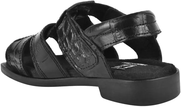 LIBERTYZENO Boys Crocodile Print Genuine Leather Kids Closed Toe Fisherman Sandal Shoes for Prom Graduation