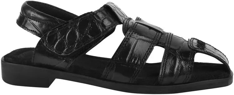 LIBERTYZENO Boys Crocodile Print Genuine Leather Kids Closed Toe Fisherman Sandal Shoes for Prom Graduation