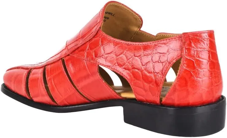 LIBERTYZENO Mens Fisherman Closed Toe Sandals Crocodile Print Genuine Leather Buckle Closure Casual Dress Shoes