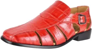 LIBERTYZENO Mens Fisherman Closed Toe Sandals Crocodile Print Genuine Leather Buckle Closure Casual Dress Shoes