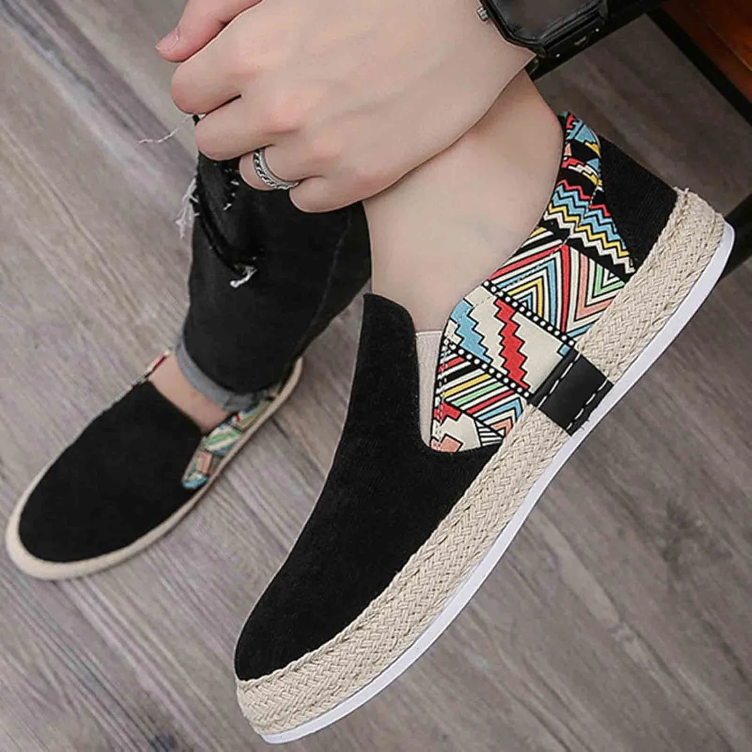 Lightweight Shoes Men's Casual Low Boots Canvas Slip On Shoes in Spring and Summer