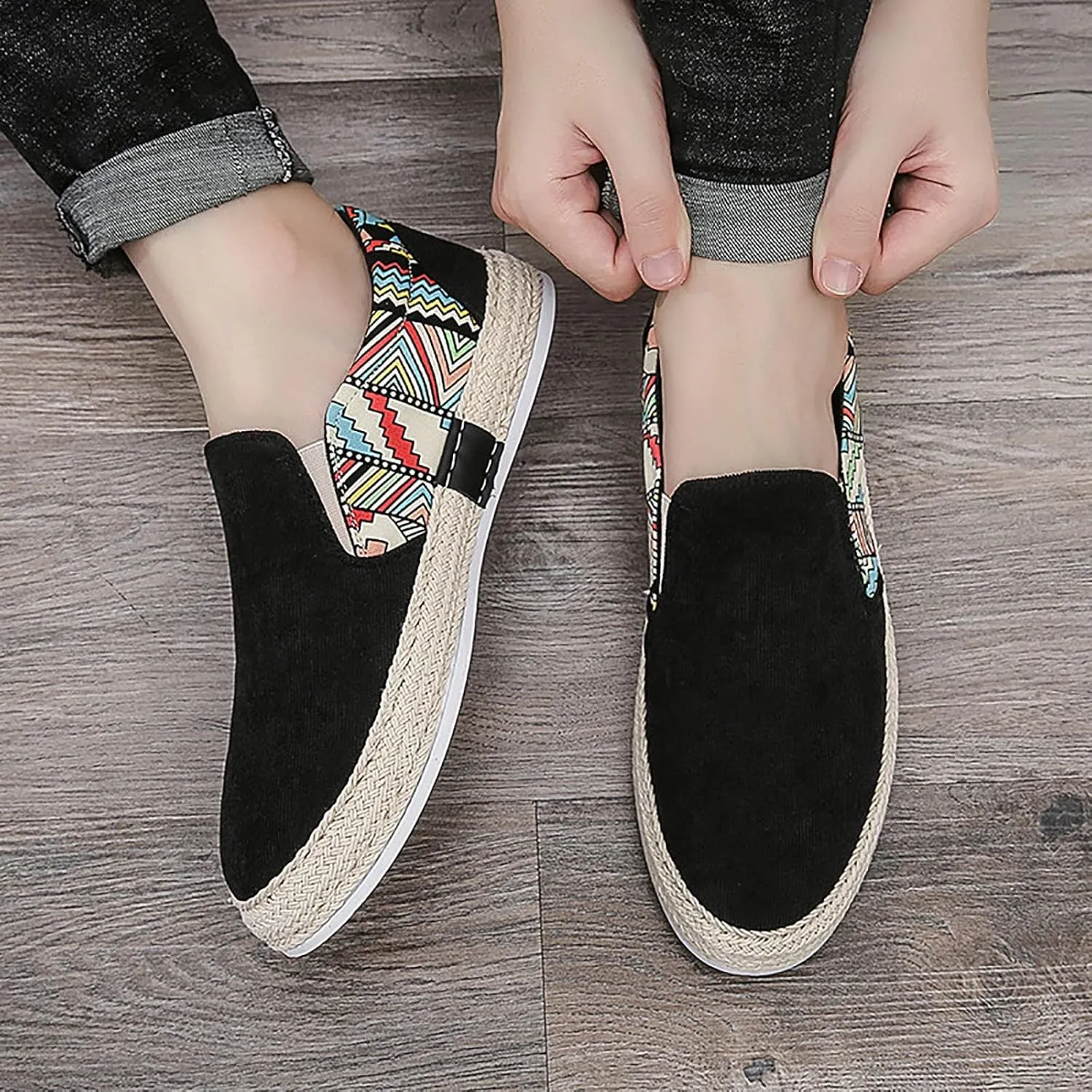 Lightweight Shoes Men's Casual Low Boots Canvas Slip On Shoes in Spring and Summer