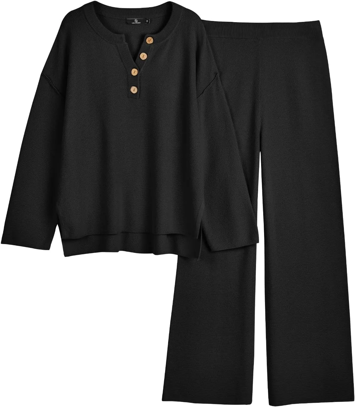 LILLUSORY Women's 2 Piece Lounge Sets Oversized Slouchy Matching Cozy Knit Sets