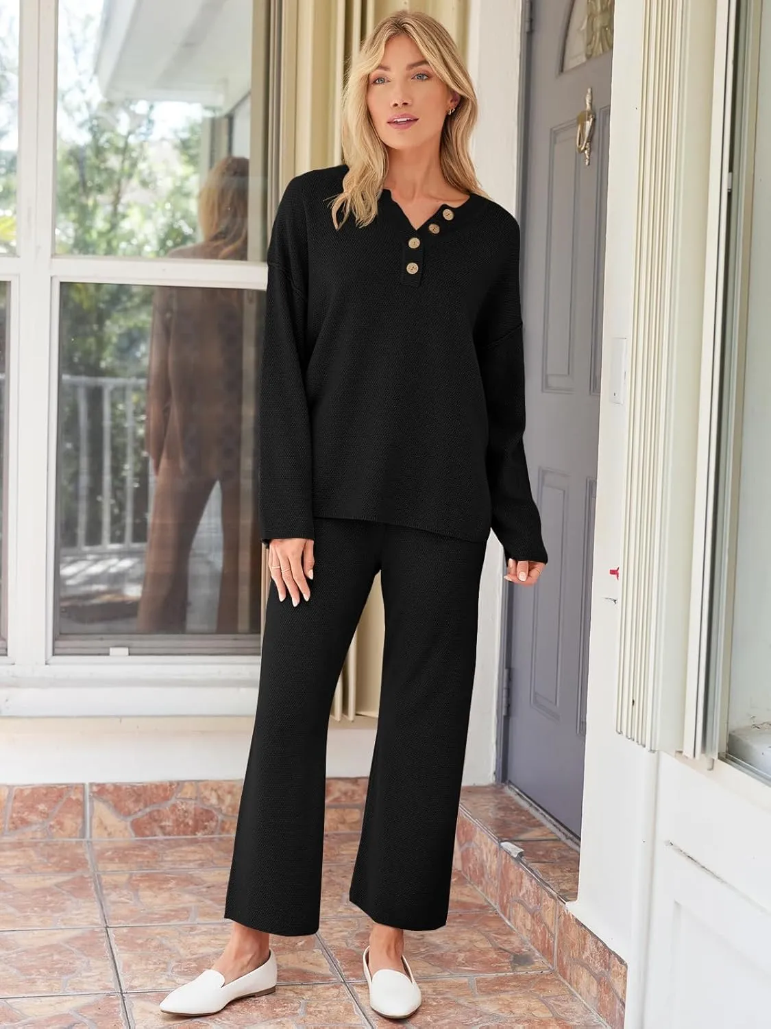 LILLUSORY Women's 2 Piece Lounge Sets Oversized Slouchy Matching Cozy Knit Sets