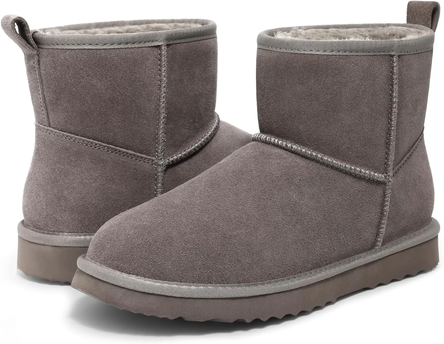 Litfun Suede Mini Boots for Women Winter Warm Fuzzy Boots Comfort Snow Boots with Fur Lined