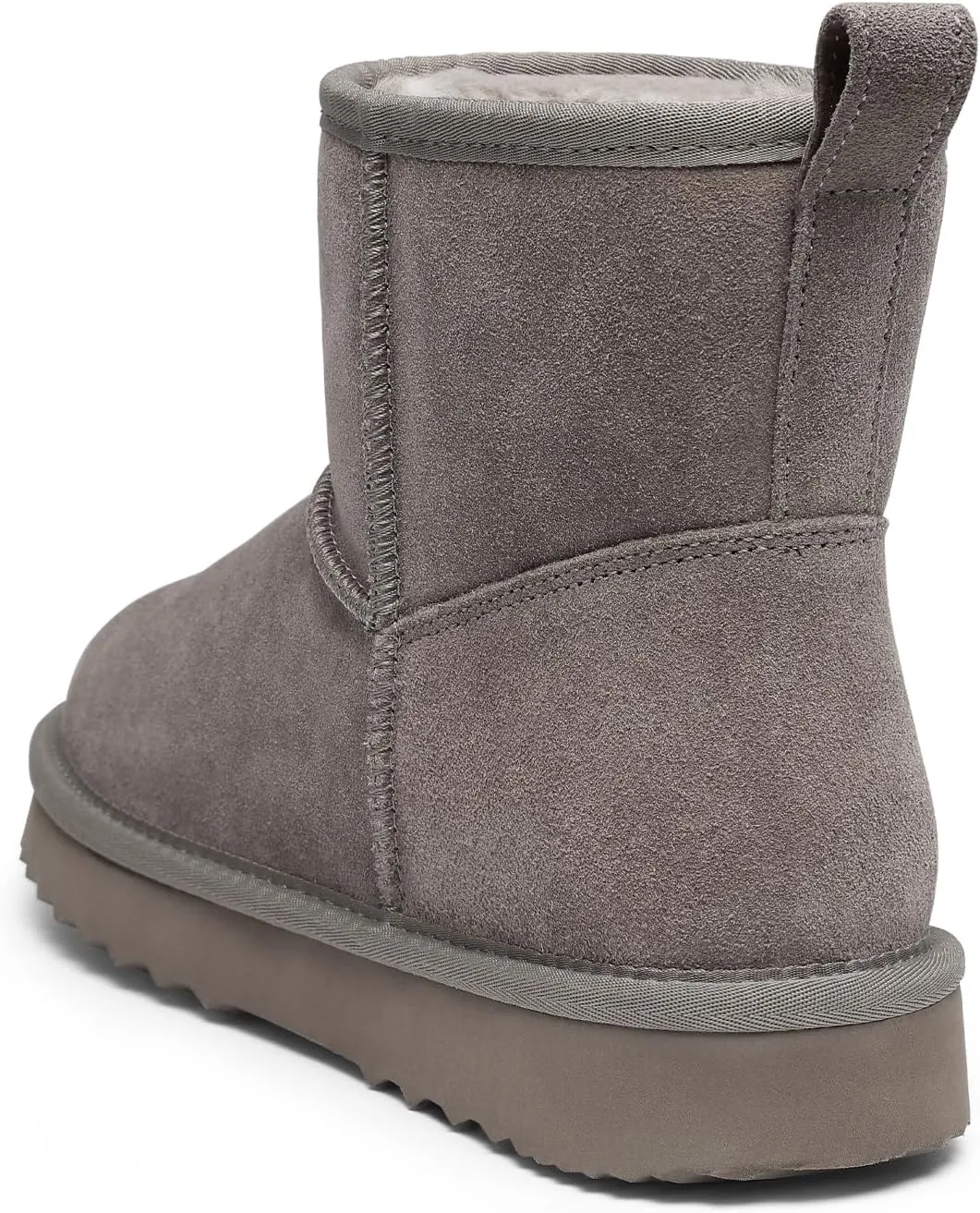 Litfun Suede Mini Boots for Women Winter Warm Fuzzy Boots Comfort Snow Boots with Fur Lined