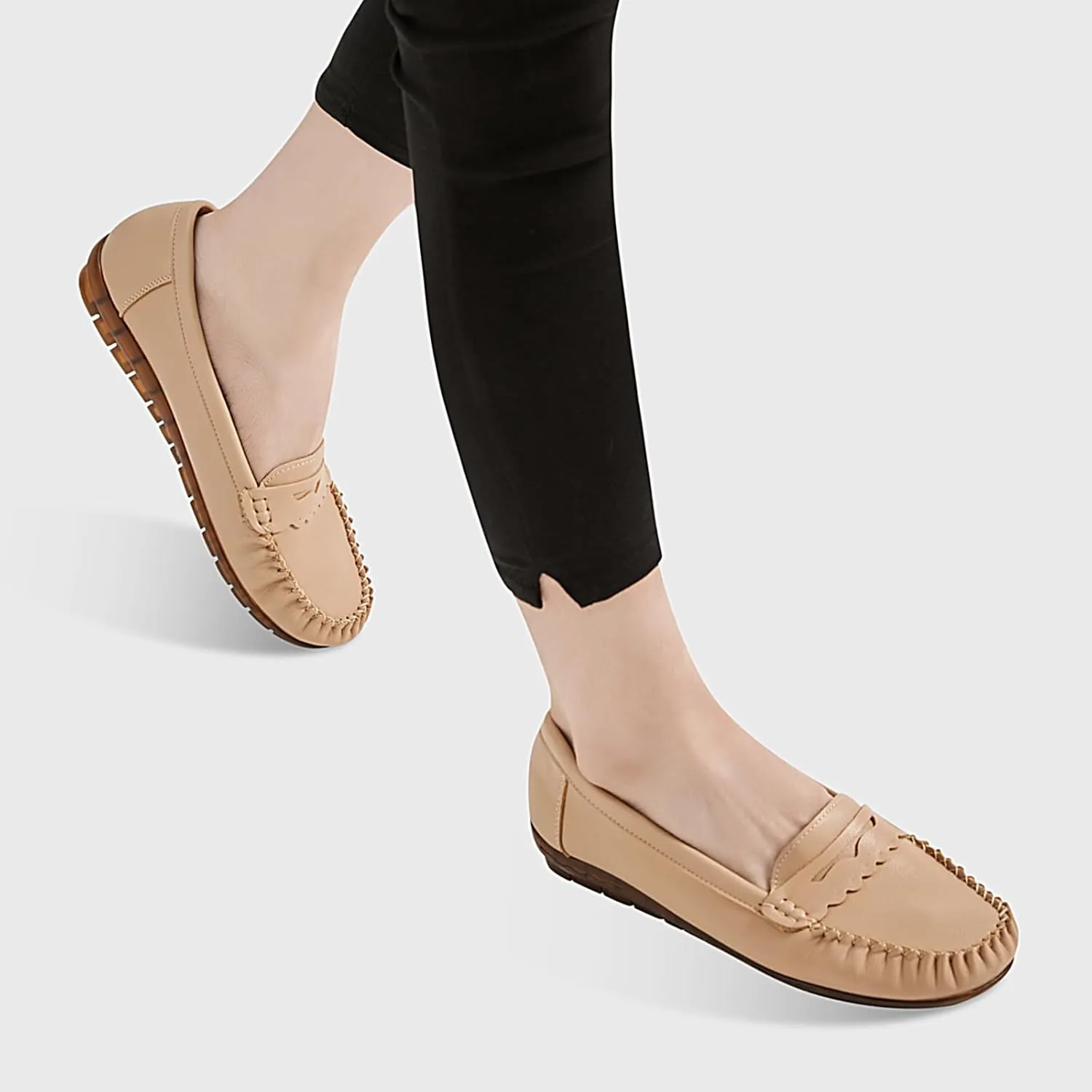 Loafers for Women PU Leather Penny Women's Loafers&Slip-ons Soft Rubber Sole Shoes Standing for a Long time