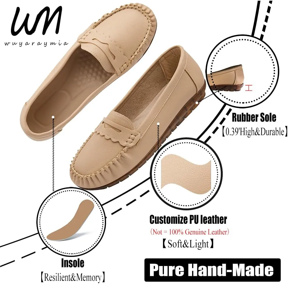 Loafers for Women PU Leather Penny Women's Loafers&Slip-ons Soft Rubber Sole Shoes Standing for a Long time
