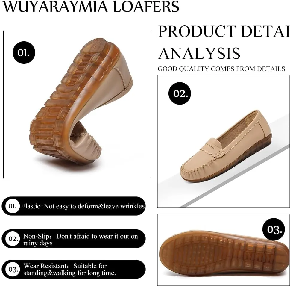 Loafers for Women PU Leather Penny Women's Loafers&Slip-ons Soft Rubber Sole Shoes Standing for a Long time