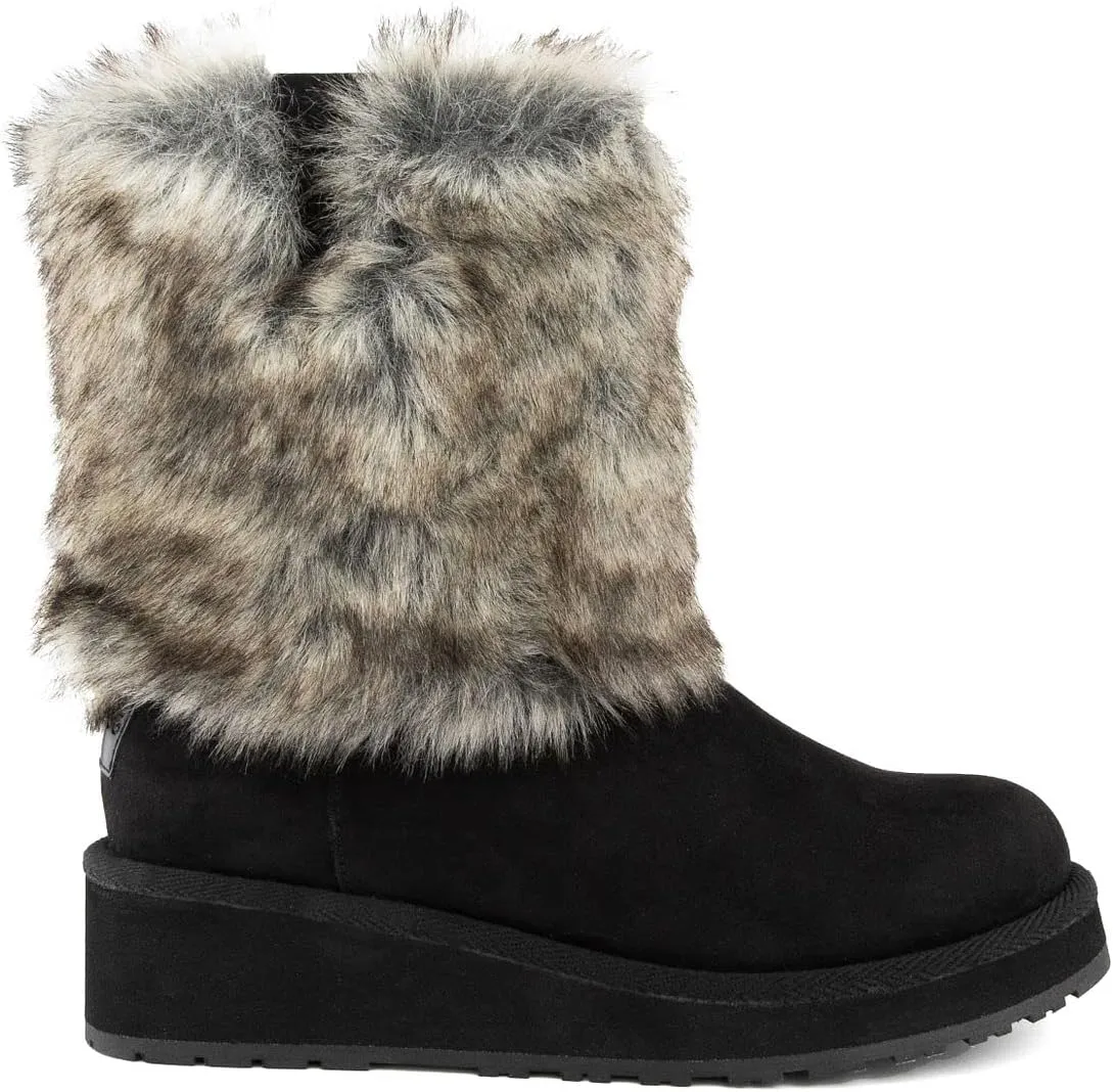 LONDON FOG Womens Patty Cold Weather Snow Boot Warm Lined Winter Boots Faux Fur