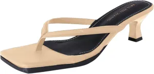 Low Heels for Women Open Toe Kitten Heels Slip on Dress Shoes Summer Flip Flop Sandals Square Toe Dress Shoes