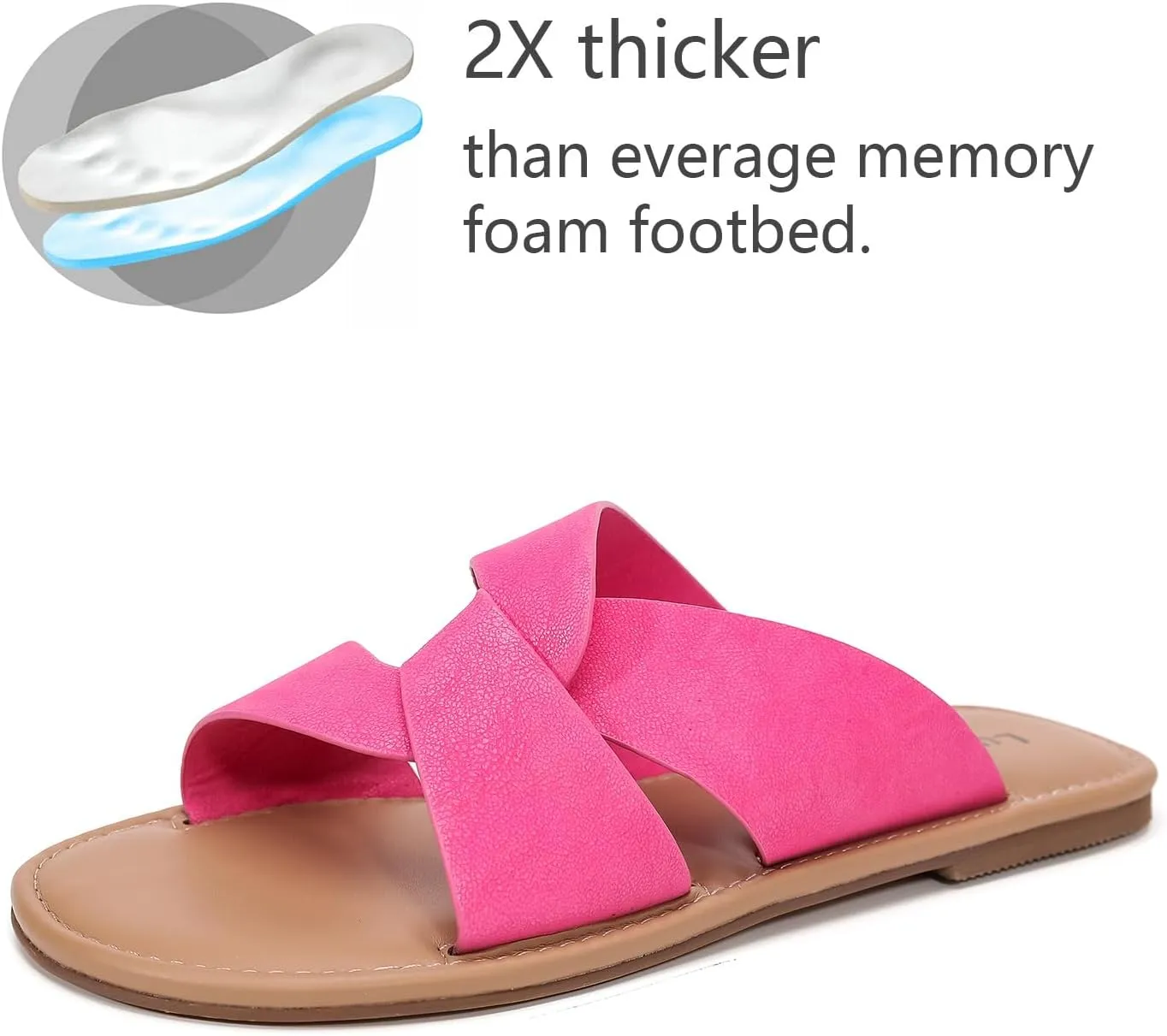 Luoika Women's Wide Width Flat Slides Sandals, Strapy Slide Sandal Slip on Dressy Summer Shoes for Women.