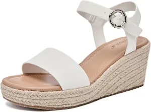 Luoika Women's Wide Width Wedge Sandals, Ankle Strap Open Toe Platform Espadrille Wedge Pump Heel Women's Sandals Concise Casual Summer Shoes.