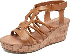 Luoika Women's Wide Width Wedge Sandals, Ankle Strap Open Toe Platform Wedge Pump Heel Women's Sandals Concise Casual Summer Shoes.