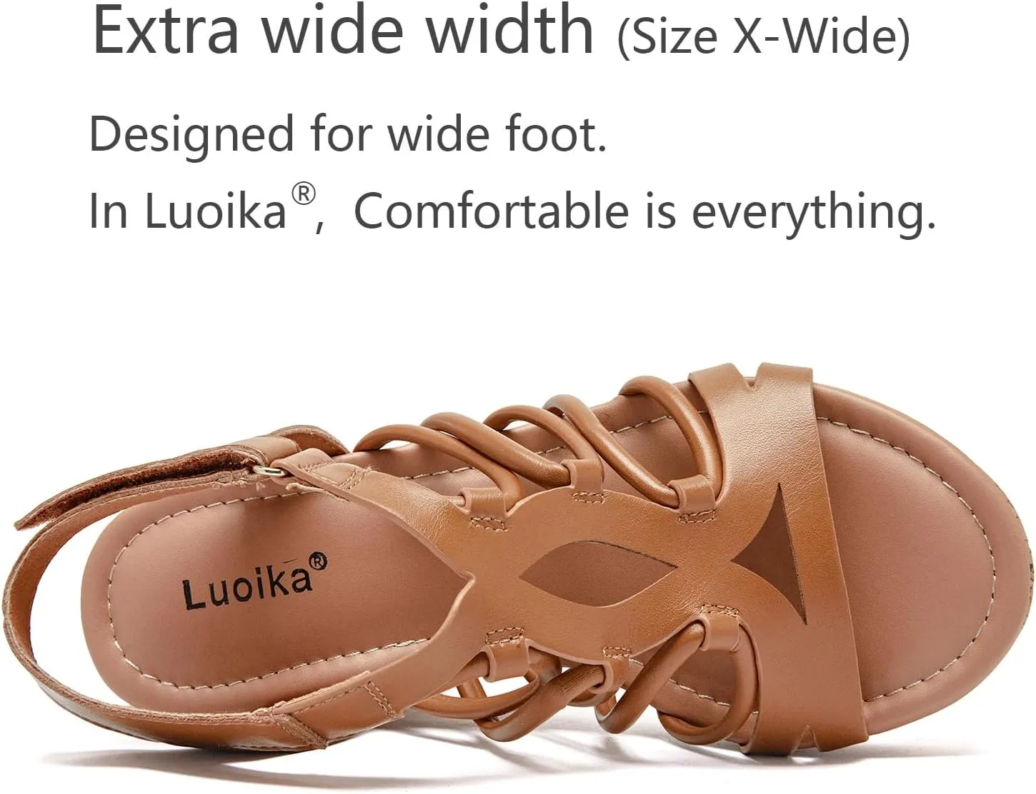 Luoika Women's Wide Width Wedge Sandals, Ankle Strap Open Toe Platform Wedge Pump Heel Women's Sandals Concise Casual Summer Shoes.