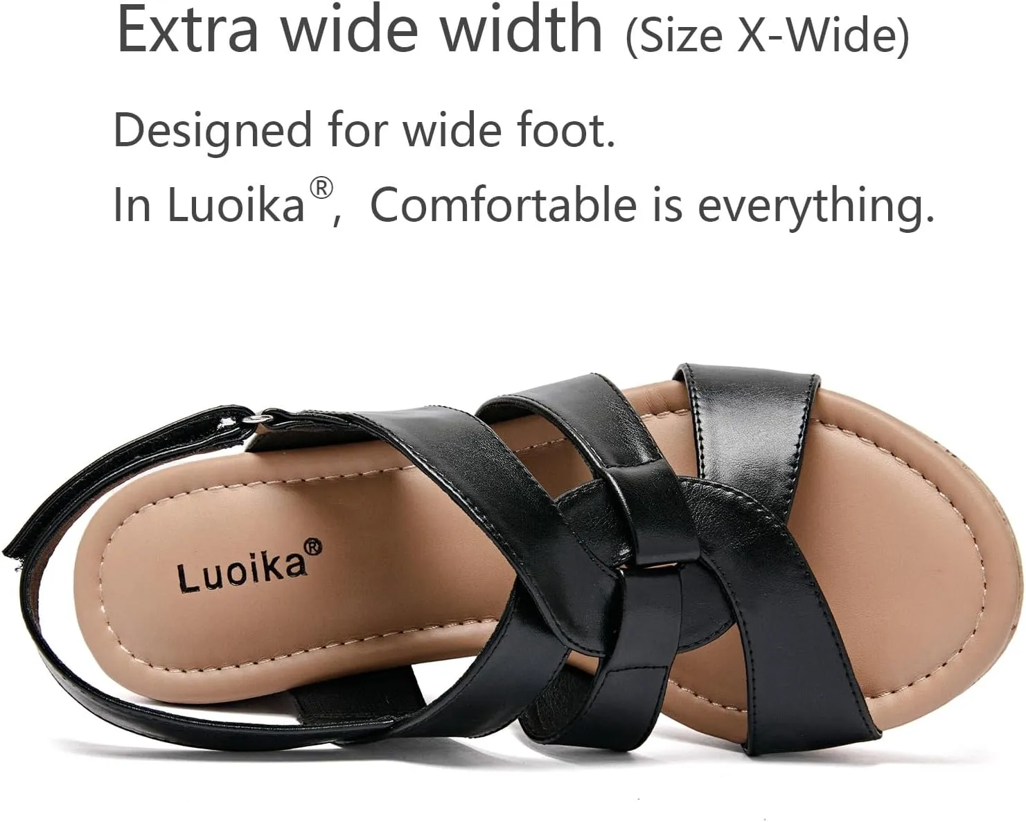 Luoika Women's Wide Width Wedge Sandals, Platform Wedge Pump Heel Ankle Strap Open Toe Women's Sandals Concise Casual Summer Shoes.