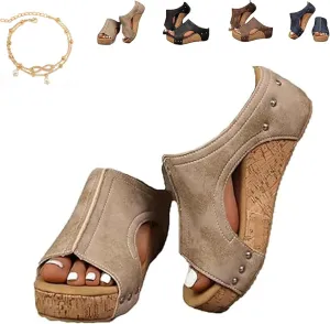 Maison Birch Lumi Cork Wedges, Cork Wedge Sandals for Women with Comfy Platform Orthopedic, Summer Lightweight Sandals