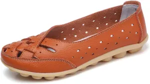Maylrvjv Women’s Solid Flat Loafers Breathable Comfortable Hollow Out Walking Moccasins Slip On Driving Shoes