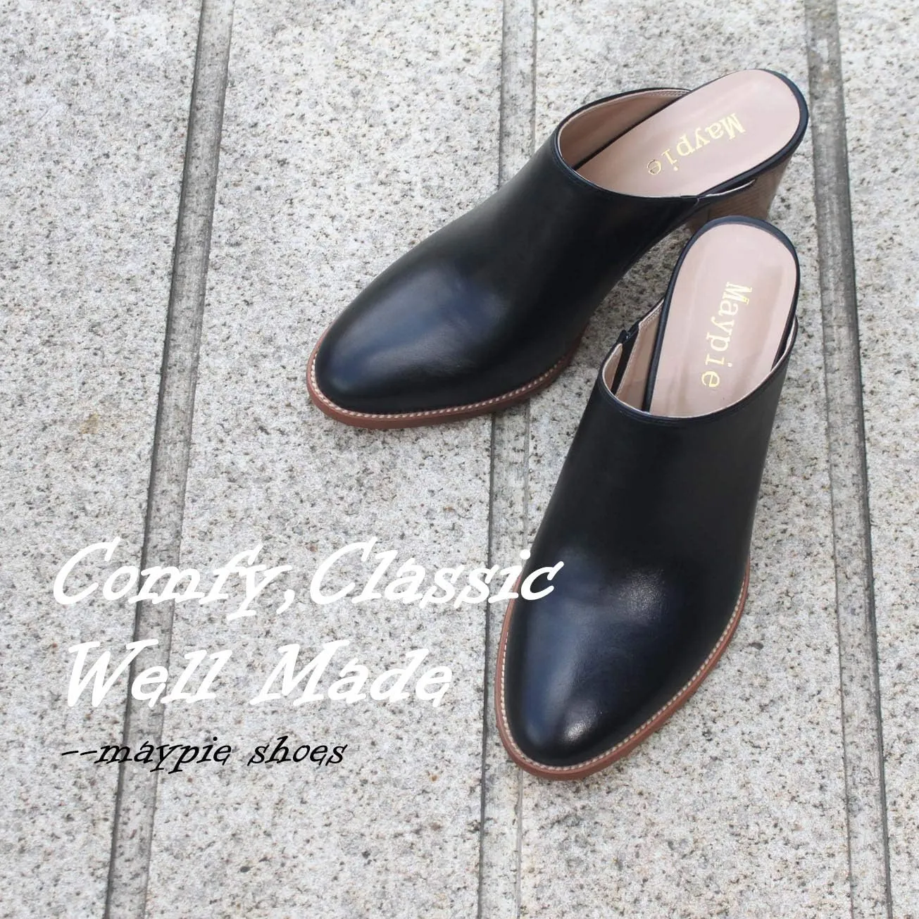 Maypie Womens Chunky Heels Mules and Clogs Closed Toe Bootie Pumps Slides Shoes