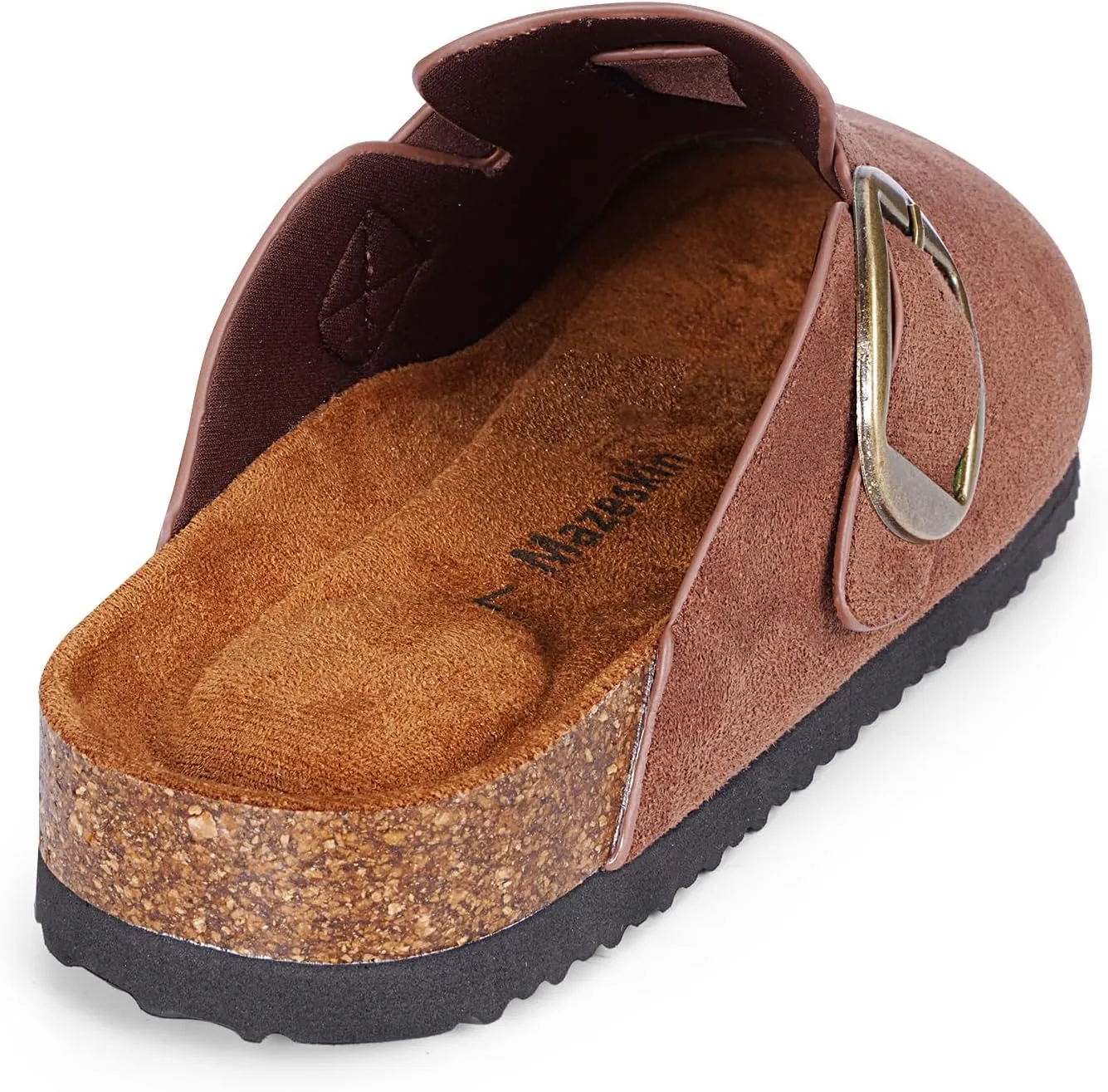 mazeskin Womens Memory Foam Clogs Soft Cork Comfortable Footbed Adjustable Buckle Slippers House Sandals Indoor Outdoor