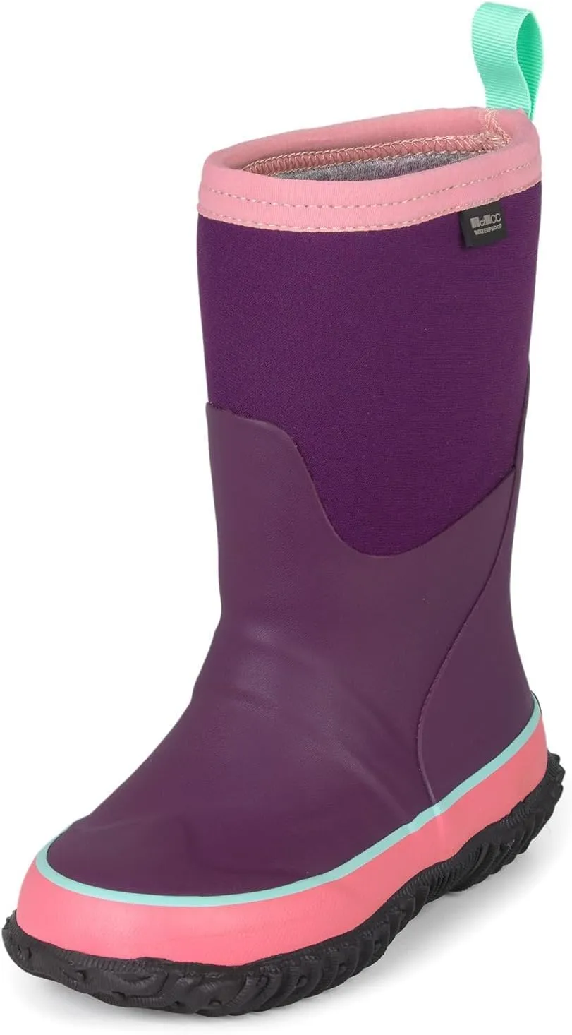 MCIKCC Kids Rain Boots - Waterproof Neoprene Snow Boots for Boys Toddlers, Non-Slip Winter Mud Boots with Warm Lining (Multiple Sizes)