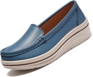 MEBAMY Women's Thick Sole Slip-On Loafers Comfortable Arch Support Casual Thick-Soled Casual Shoes Non-Slip Low-Top Loafers Shoes for Women Black