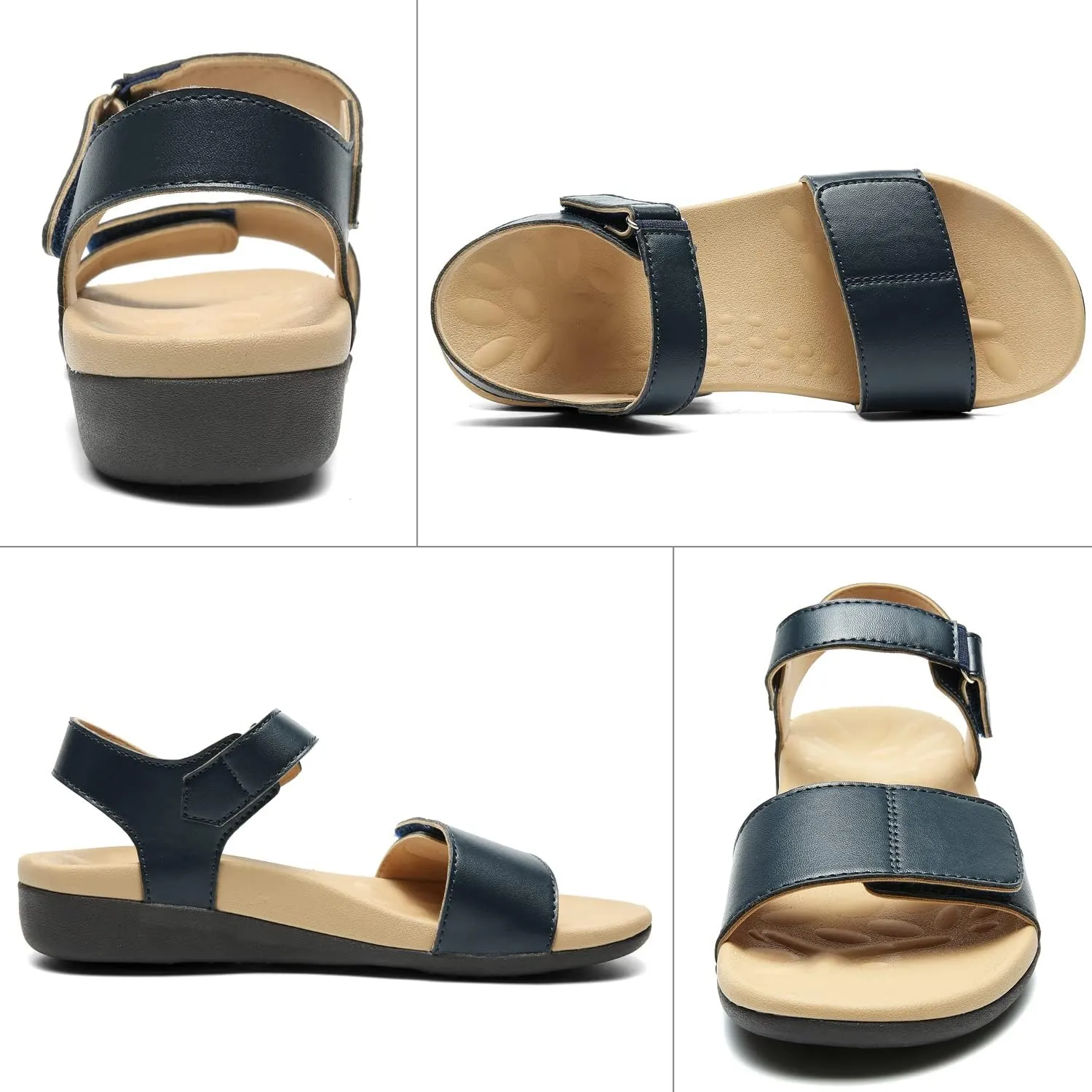 MEGNYA Comfortable Arch Support Walking Sandals for Women, Plantar Fasciitis Slides with Soft Straps, Orthotic Sandals with Non-Slip Lightweight Sole