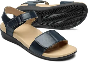 MEGNYA Comfortable Arch Support Walking Sandals for Women, Plantar Fasciitis Slides with Soft Straps, Orthotic Sandals with Non-Slip Lightweight Sole
