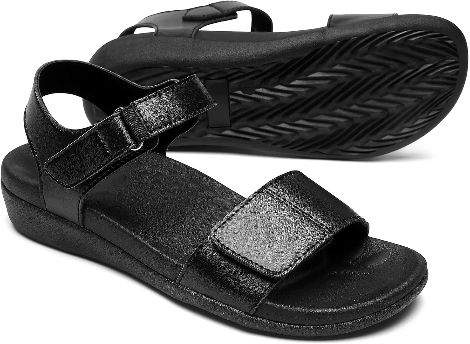 MEGNYA Comfortable Arch Support Walking Sandals for Women, Plantar Fasciitis Slides with Soft Straps, Orthotic Sandals with Non-Slip Lightweight Sole